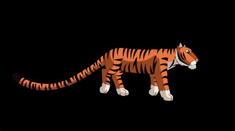 Tiger Walks Animated Motion Graphic With Alpha Channel Motion