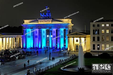 Brandenburger Gate At Paris Square Illuminated For Festival Of Lights 2009 Germany Berlin