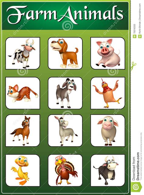 Farm Animal Chart Stock Illustration Illustration Of