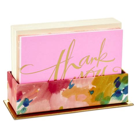 Pastel Assorted Blank Thank You Notes With Caddy Box Of 40 Note