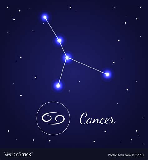 Cancer Zodiac Sign Stars On Cosmic Sky Royalty Free Vector