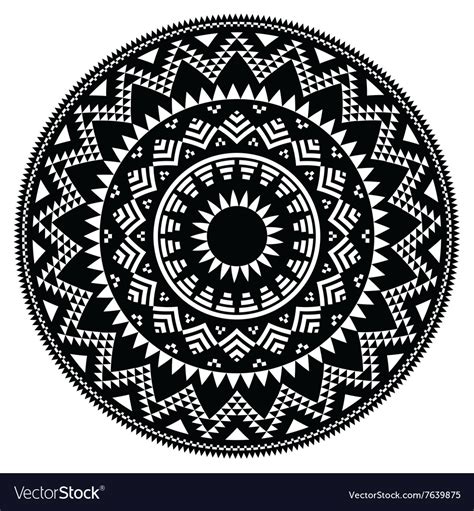 Tribal Folk Aztec Geometric Pattern In Circle Vector Image