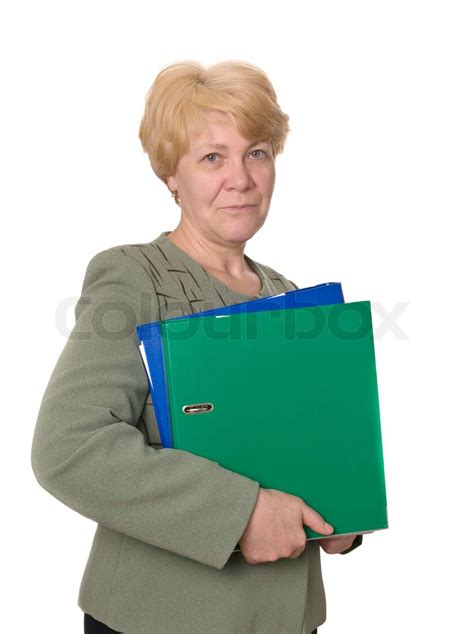 reife sekretärin oder geschäftsfrau isoliert auf weißem hintergrund stock bild colourbox