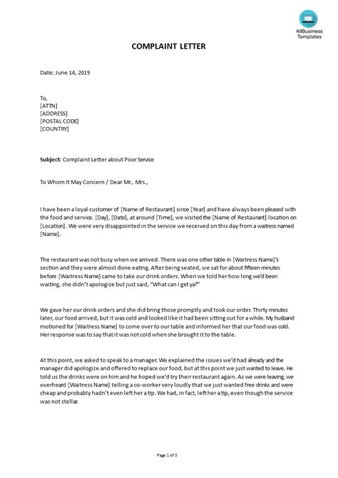 Maybe you would like to learn more about one of these? Kostenloses Sample Complaint Letter About Poor Service