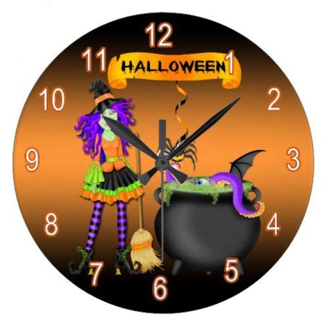 Trendy Halloween Witch Cauldron Round Wall Clock Zazzle Halloween