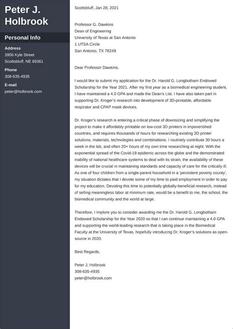 Cover Letter For Scholarship Examples And Templates To Fill