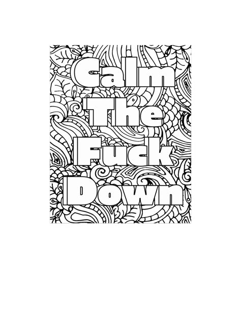 100 Page Calm The Fuck Down Adult Swear Word Coloring Book Digital