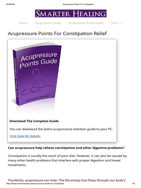 Acupressure Points For Constipation Pdf Acupressure Constipation