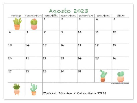 Calendário De Agosto De 2023 Para Imprimir “772sd” Michel Zbinden Mo