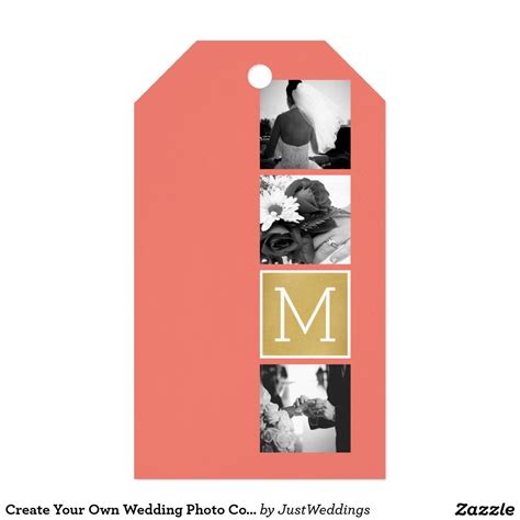 Coming up with an original gift for a wedding anniversary is never easy but the wedding anniversary photo collage is the perfect way to immortalise all those special memories of the last years. Create Your Own Wedding Photo Collage Monogram Pack Of Gift Tags | Wedding photo collage ...