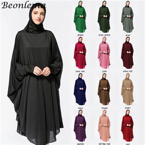 Beonlema 16 Colors Muslim Prayer Abaya Long Full Cover Hijab Caps