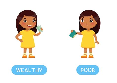 Free Vector Wealth And Poor Antonyms Word Card Opposites Concept