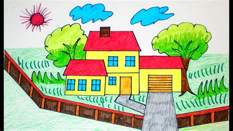 Beautiful House Drawing Colour Full I Used The Strathmore Toned Tan
