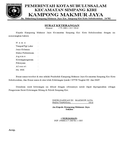 Surat Keterangan Kehilangan Ijazah - Dapatkan Contoh