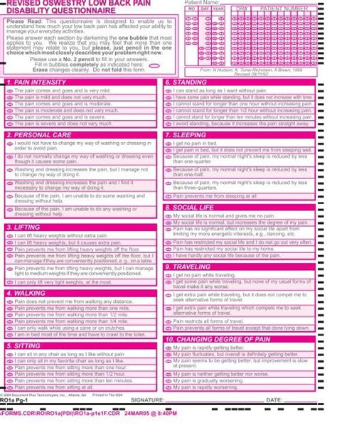 Revised Oswestry Low Back Pain Disability Questionnaire