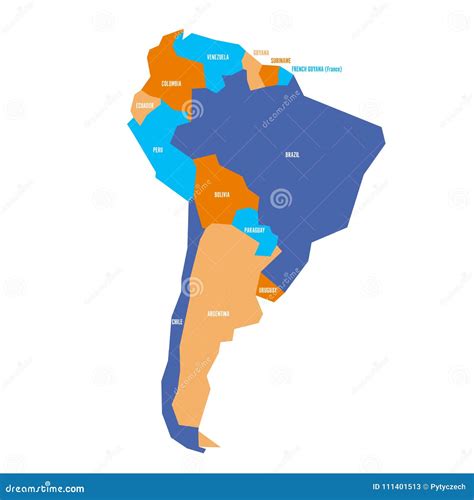 Political Map Of South America Simple Flat Vector Image Images