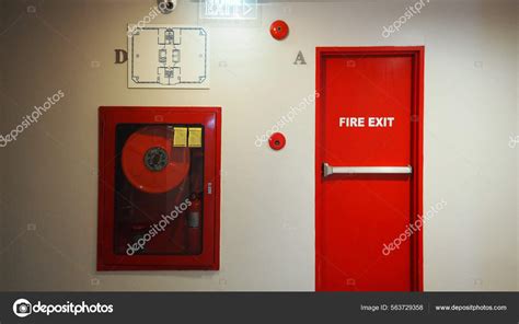 Fire Exit Door Fire Exit Emergency Door Red Color Metal Stock Photo By