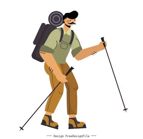 Hiking Man Cartoon Character Vector Free Download