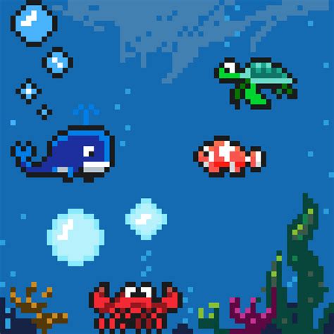 Underwater Pixel Art Background
