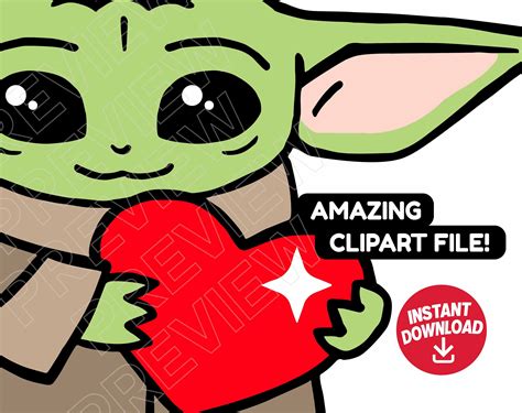 Baby Yoda SVG Heart Love Png Clipart Cut File Layered By Etsy Canada