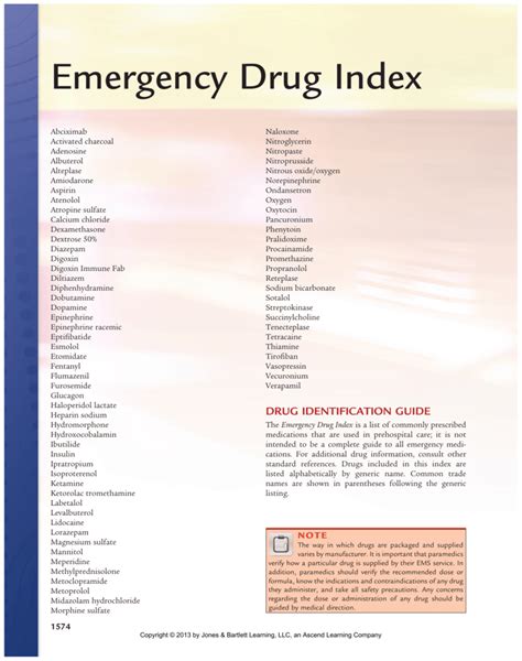 Drug doses of some common emergency drugs are presented. Emergency Drug References - Advanced Emergency Medical