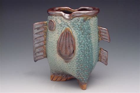 Hand Built Fish Vase With Tripod Feet Fish Vase Pottery