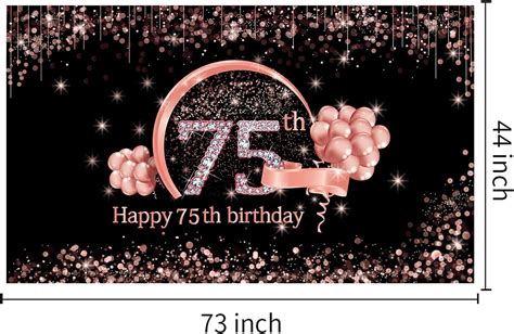 Buy Happy 75th Birthday Decorations Banner Backdrop For Women Rose
