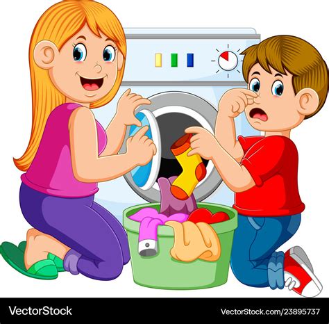 cartoon doing laundry