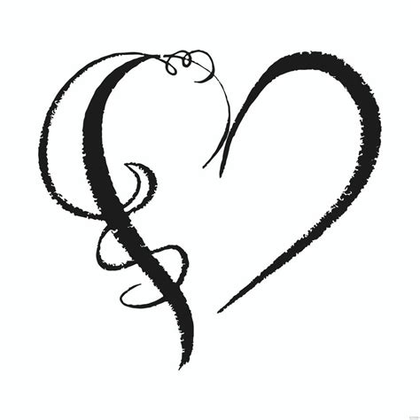 Fancy Swirl Heart Silhouette In Psd Illustrator Svg  Eps Png