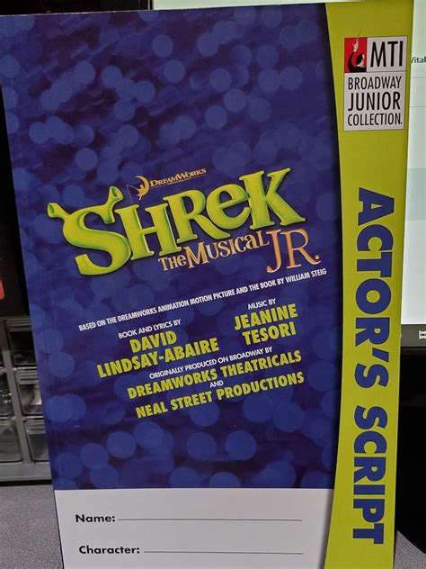 Shrek The Musical Jr Actors Script David Lindsay Abaaire