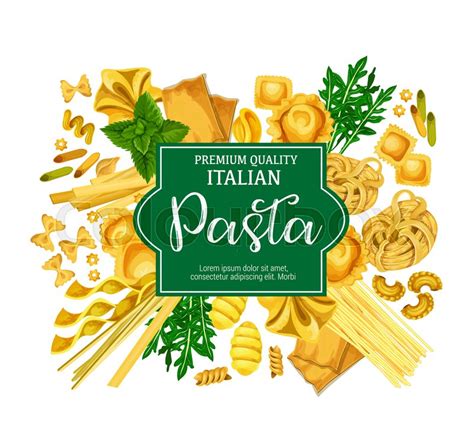 Italian Pasta Poster With Macaroni And Stock Vector Colourbox