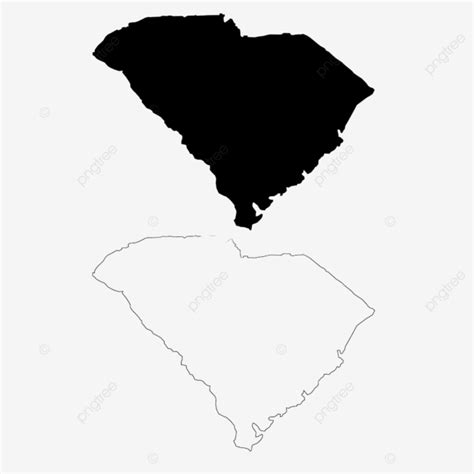 South Carolina Map On White Background Border Contour Stylized Png