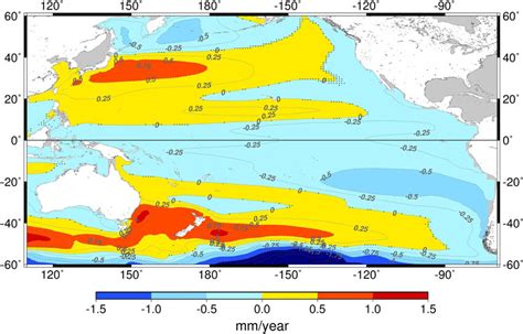 Pacific Ocean Sea Level Spatial Trend Pattern Estimated From Regressed