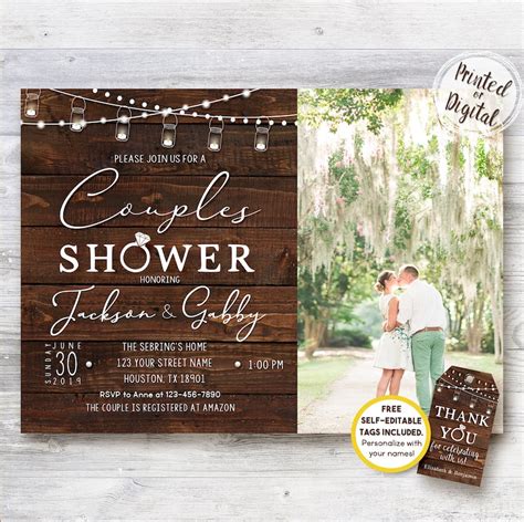Rustic Couples Shower Invitation Couples Shower Invitation Etsy