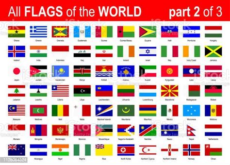 All World National Flags Icon Set Alphabetically Part 2 Of 3 Vector