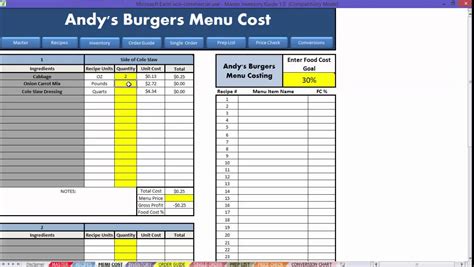 100 templates are available for each of the four user defined menu categories (400 total menu item templates). free restaurant food cost spreadsheet - LAOBING KAISUO