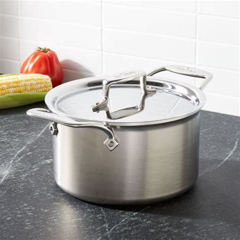 All Clad D Brushed Stainless Steel Qt Soup Pot With Lid Reviews Crate Barrel