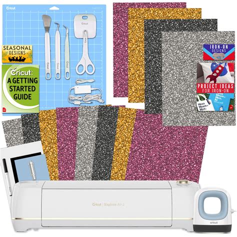 Cricut Explore Air 2 Machine With Glitter Iron On Sampler Pack Tool