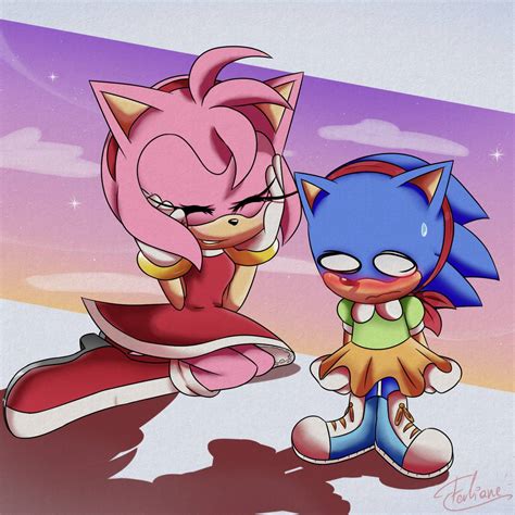 Amy And Classic Sonic By Ferliane On Deviantart