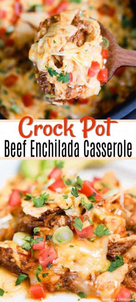Crock Pot Shredded Beef Enchilada Casserole Has All The