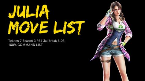 To redeem codes in jailbreak, you will need to look for atms inside the game. Tekken 7 Julia Move List (Command List) | Season 3 PS4 ...