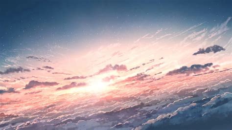 Download 1920x1080 Anime Sky Beyond The Clouds Sunset Scenery Wallpapers For Widescreen