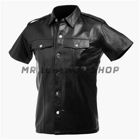 Mens Black Leather Shirt Mr Leather Shop