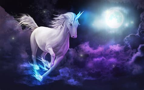 Cute unicorn wallpaper for laptop hd. Unicorn Galloping Sky Clouds Full Moon Desktop Wallpaper ...