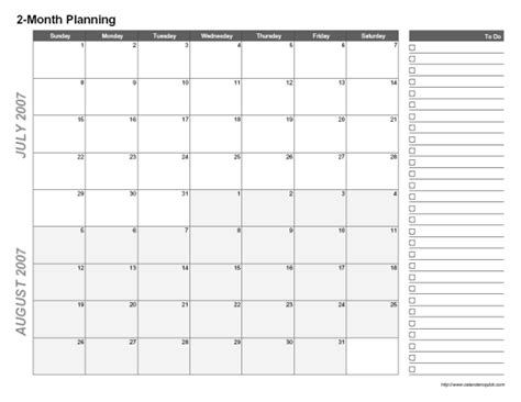 Printable 2 Month Calendar Calendar Templates