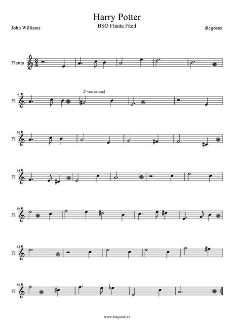 Partitura De Harry Potter Theme Para Flauta Fácil Hedwig´s Theme Theme