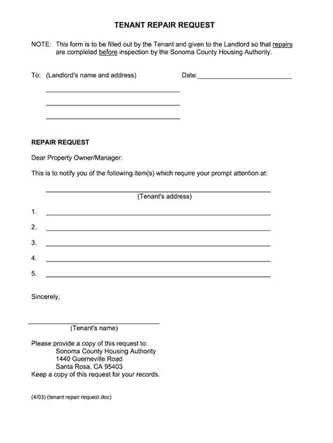 Tenant Repair Request Form Fill Online Printable Fillable Blank PdfFiller
