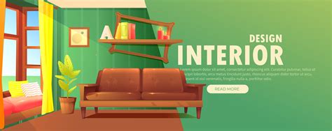 Interior Design Banner Retro Living Room With A Sofa And Modern