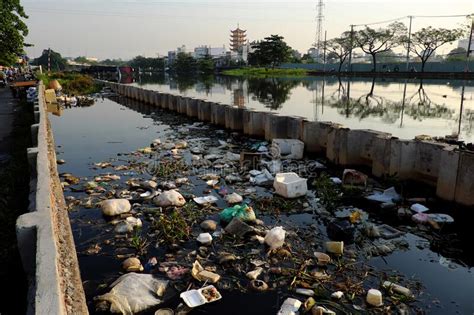Pollution River From Litter At Ho Chi Minh City Viet Nam Trash From