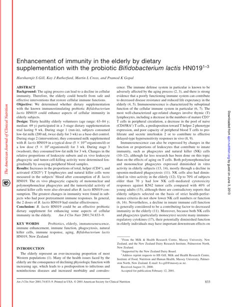 Pdf Enhancement Of Immunity In The Elderly By Dietary Supplementation